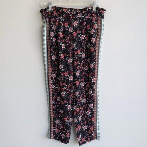 Emma & Olivia floral high rise ruffle trim trousers pants